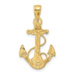10K Solid Polished Anchor Pendant - Image 3