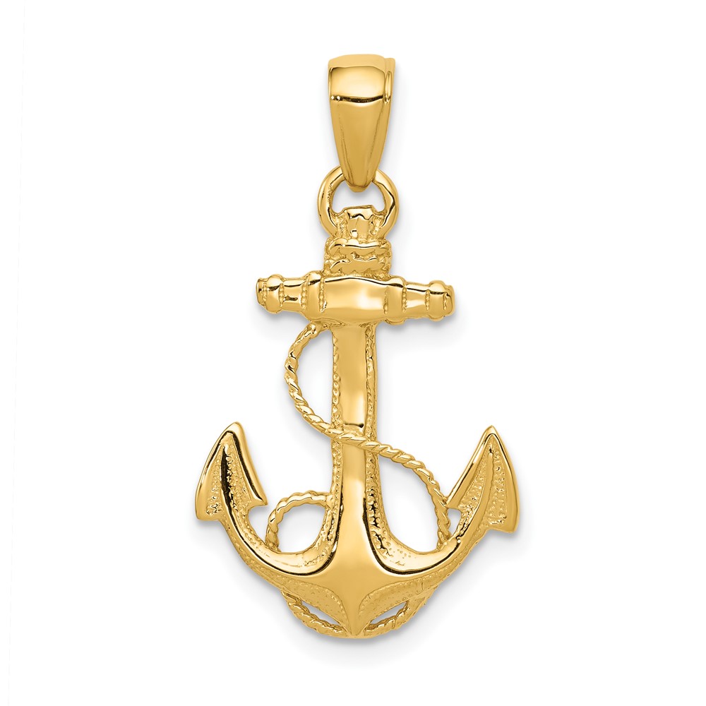 10C2486.jpg 10K Solid Polished Anchor Pendant - Image 1
