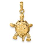 10K Solid Polished 3-D Moveable Turtle Pendant - Image 4