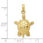 10K Solid Polished 3-D Moveable Turtle Pendant - Image 3