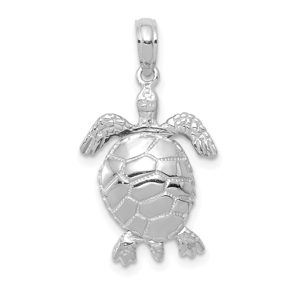 10C2545W.jpg 10k White Gold 3-D Moveable Turtle Pendant - Image 1