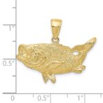 10K Polished Open-Backed Bass Fish Pendant - Image 4
