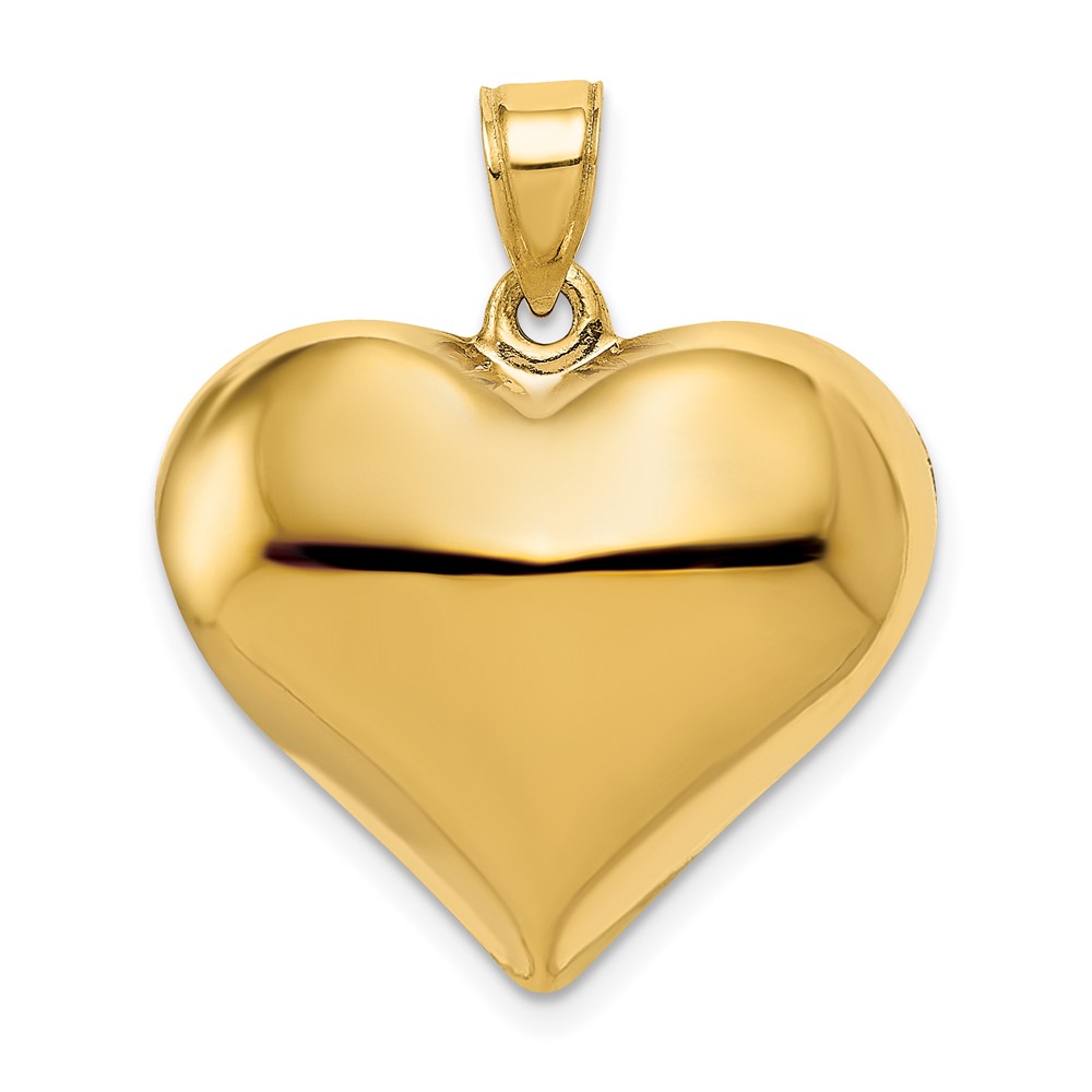 10C2913.jpg 10K Polished 3-D Heart Pendant - Image 1