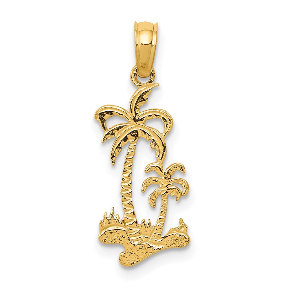 10C3324.jpg 10K Double Palm Trees Pendant - Image 1