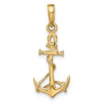10K 3-D Anchor w/Shackle and Entwined Rope Pendant - Image 3