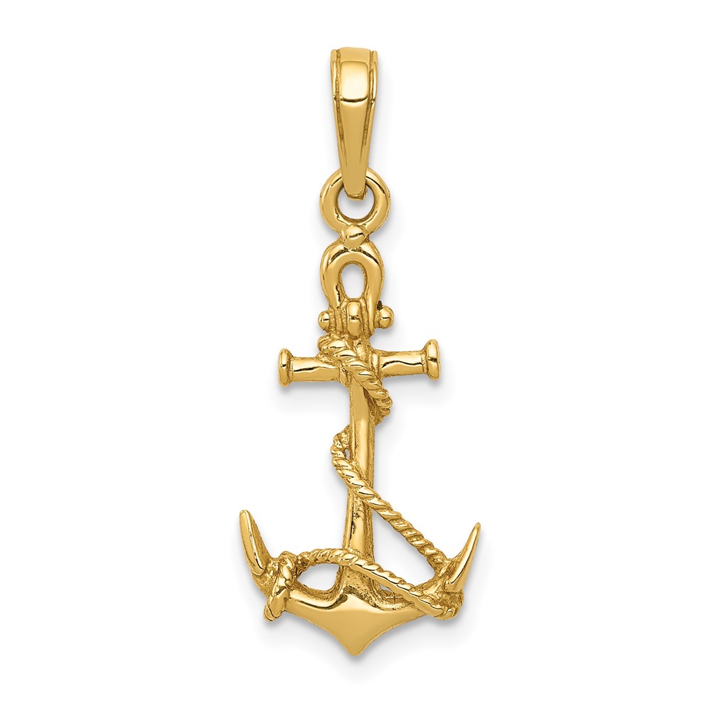 10C3344.jpg 10K 3-D Anchor w/Shackle and Entwined Rope Pendant - Image 1