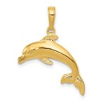 10K Dolphin Swimming Pendant