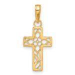 10k Diamond-cut Filigree Cross Pendant - Image 4