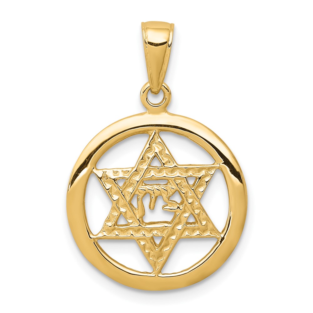 10C3986.jpg 10k Jewish Chi in Star of David Pendant - Image 1
