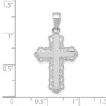 10k White Gold Lace Trim Cross Pendant - Image 3