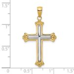 10K Two-tone Cross in Budded Yellow Cross Frame Pendant - Image 3