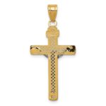 10K Two-tone D/C Medium Block Lattice Cross w/Crucifix Pendant - Image 4