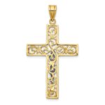 10K Two-tone D/C Large Block Filigree Cross w/Crucifix Pendant - Image 4