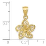 10k Polished and D/C Beaded Plumeria Flower Charm - Image 3