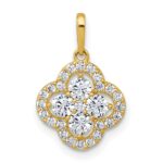 10k Polished Fancy CZ Flower Pendant