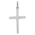 10k White Gold Polished CZ Latin Cross Pendant - Image 3