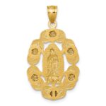10k Polished Diamond-cut Our Lady of Guadalupe with Flowers Medal Pendant - Image 3