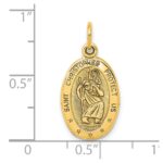 10k Solid Satin Polished St. Christopher Pendant - Image 3