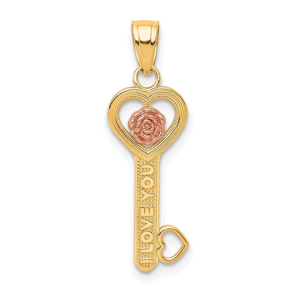 10C904.jpg 10k Two-tone I Love You Key Charm - Image 1
