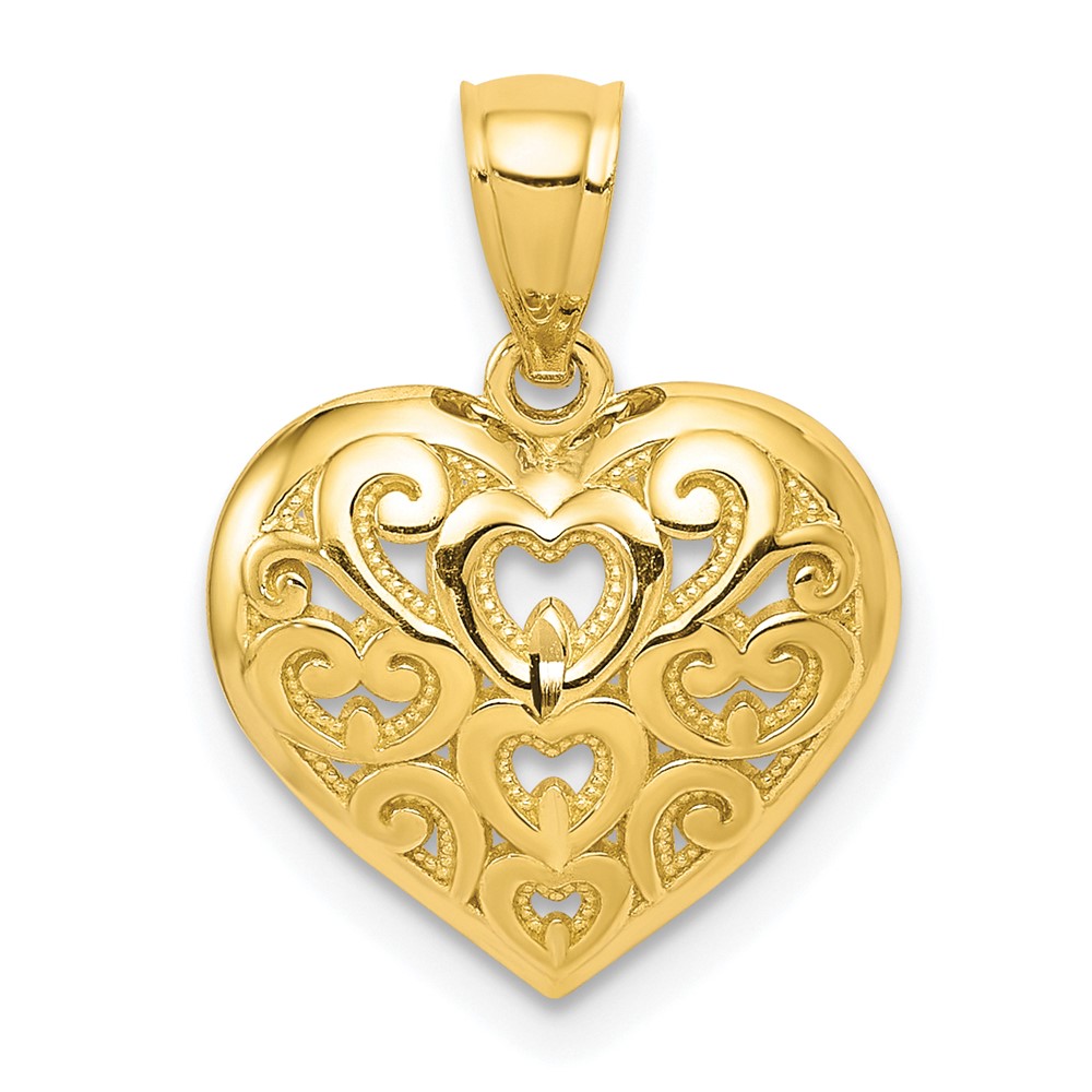 10C932.jpg 10k Diamond-Cut Heart Charm - Image 1