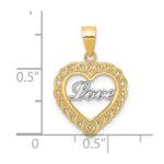 10K w/ Rhodium LOVE Heart Charm - Image 3