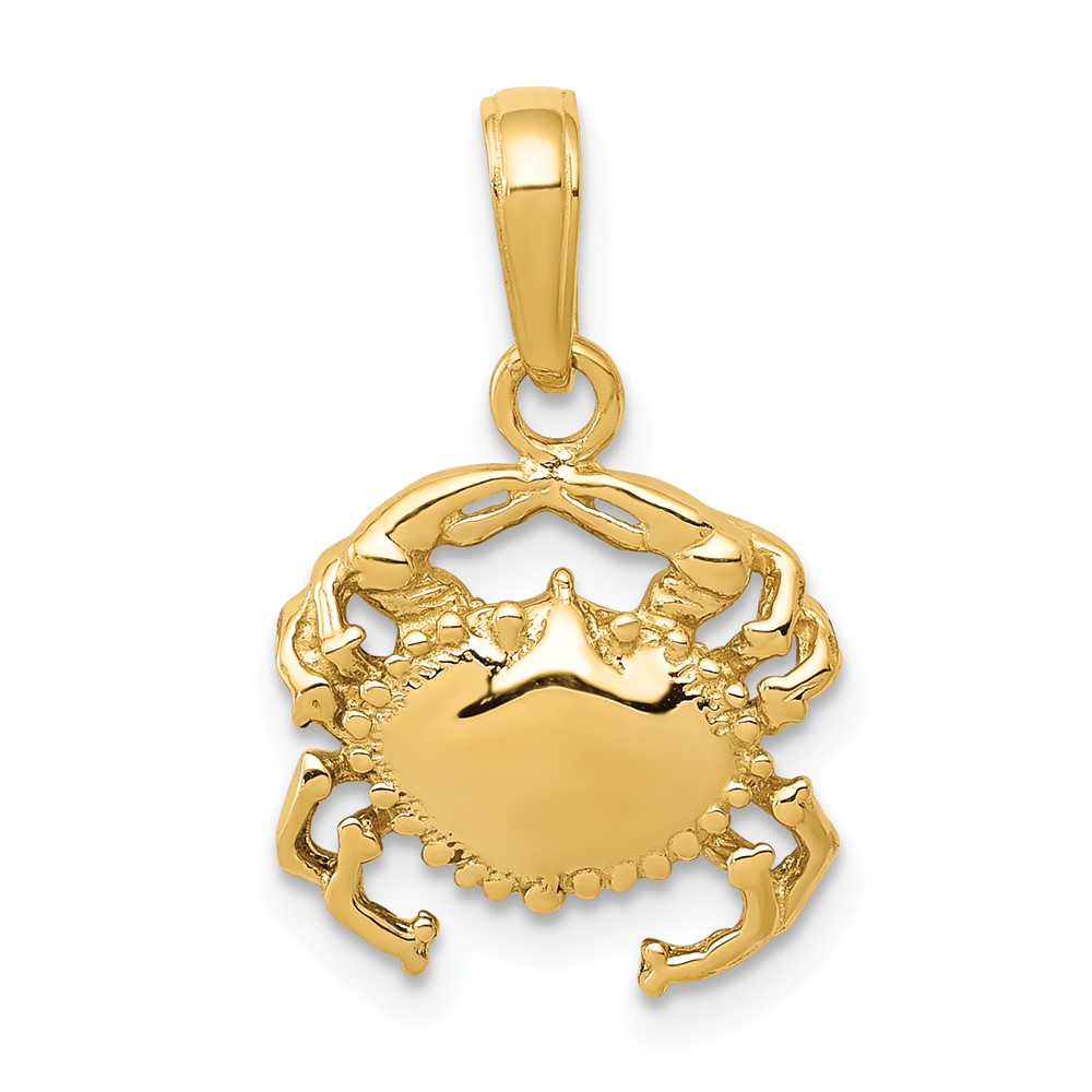 10D1385.jpg 10k Solid Polished Open-Backed Crab Pendant - Image 1