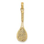 10K Solid Polished 3-D Tennis Racquet Charm