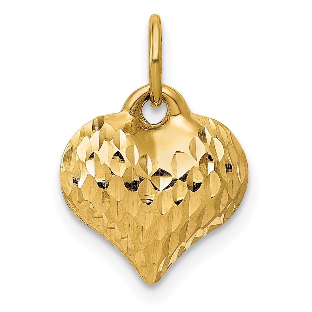 10D2887.jpg 10K Polished & Textured 3-D Heart Pendant - Image 1