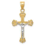 10K Two-tone Diamond-cut Crucifix Pendant