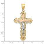10K Tri-color Diamond-cut Crucifix Pendant - Image 2