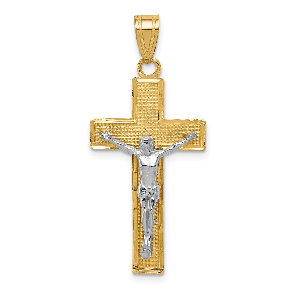 10D3688.jpg 10K Two-tone Diamond-cut Crucifix Pendant - Image 1