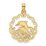 10K Cut-out Jumping Dolphins Pendant