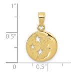 10k Polished Flat-Backed Moon with Three Stars Pendant - Image 3