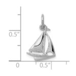 10k White Gold Solid Polished Sailboat Charm - Image 2