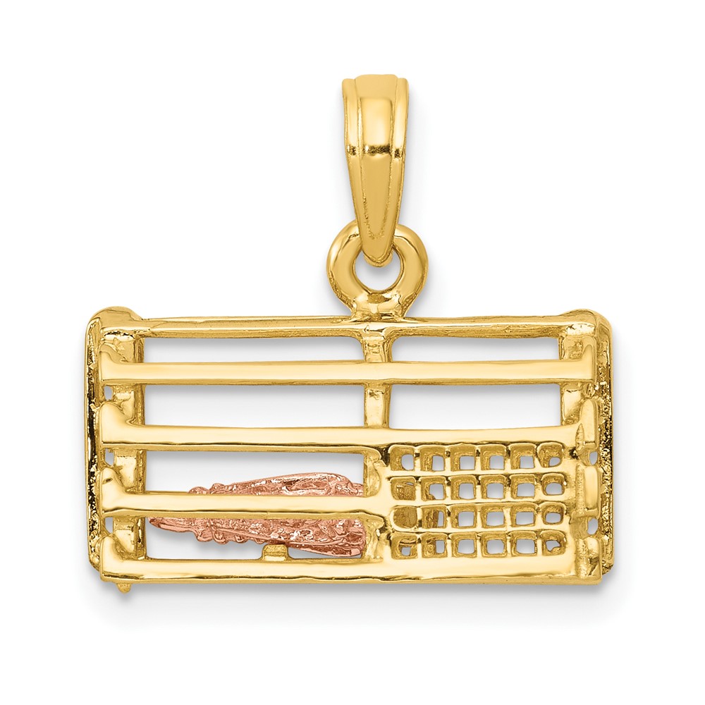 10K1069.jpg 10k Two-Tone Polished 3-Dimensional Lobster Trap Pendant - Image 1