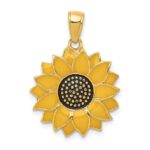 10k Enameled Yellow Sunflower Pendant