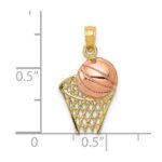 10k Two-tone Basketball Hoop with Ball Pendant - Image 4