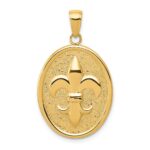 10k Fleur-De-Lis on Oval Disk Pendant
