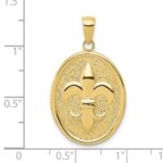 10k Fleur-De-Lis on Oval Disk Pendant - Image 3