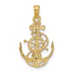 10k Small Anchor w/Wheel Pendant - Image 4