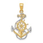 10k w/Rhodium Anchor w/Rope Pendant