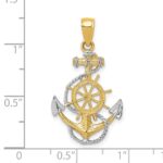 10k w/Rhodium Anchor w/Rope Pendant - Image 3