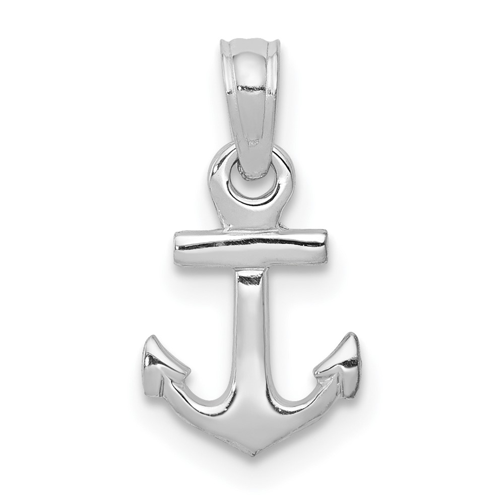 10K3087W.jpg 10k White Gold Mini Anchor Pendant - Image 1