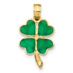 10K 4-Leaf Clover Enameled Pendant - Image 4