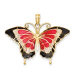 10K Enameled Butterfly Pendant - Image 4