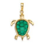 10K Green Enameled Sea Turtle Pendant - Image 4