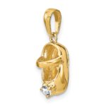 10K 3-D April/Synthetic Stone Engraveable Baby Shoe Charm - Image 5