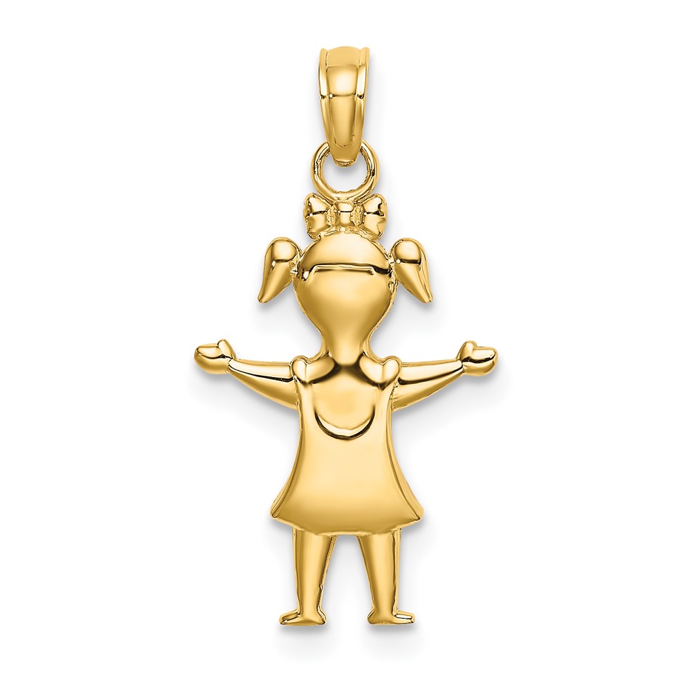10K4747.jpg 10k Solid Polished Girl with Pig-Tails Charm - Image 1