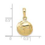 10K Solid Satin Diamond -Cut Volleyball Charm - Image 4