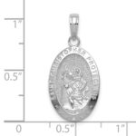 10k White Gold Saint Christopher Medal Pendant - Image 2